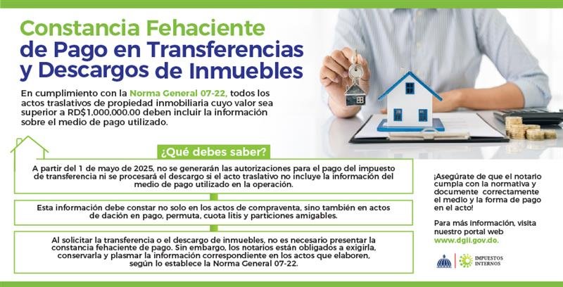 Constancia Fehaciente de pago en Transferencias y Descargos de Inmuebles